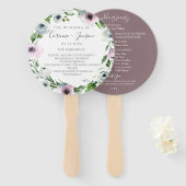 Mauve Floral bruiloft programma Hand Fans Handwaaier (Voorkant en achterkant)