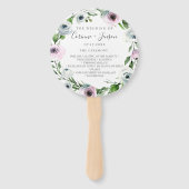 Mauve Floral bruiloft programma Hand Fans Handwaaier (Voorkant)