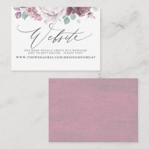 Mauve Floral Bruiloft Website Kaart Visitekaartje