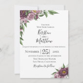 Mauve Floral Faire-part de mariage (Devant)