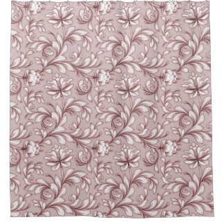 Mauve Floral Flourish Flowers Roos Neutraal Douchegordijn