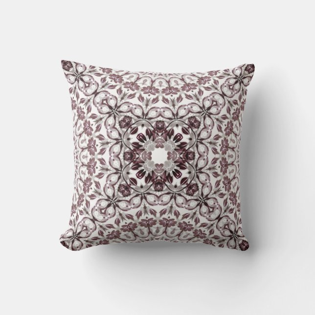 Mauve Floral Geometric Kussen (Voorkant)