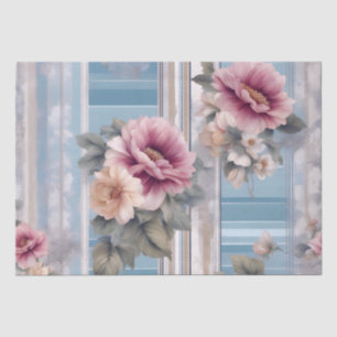 Mauve Floral nosegays Antiqued blauw Tissuepapier