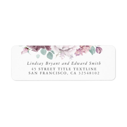 Mauve Floral Wedding Label (Voorkant)