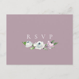Mauve Floral Wedding RSVP Song Aanvraag Uitnodiging Briefkaart