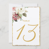 Mauve Florals Luxe Gold Edge Numéro de table (Devant)