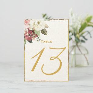 Mauve Florals Luxe Gold Edge Numéro de table