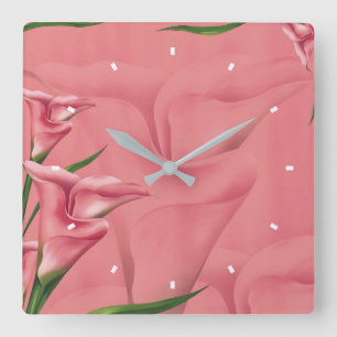 Mauve Flower Wall Clock van Julie Everhart Vierkante Klok