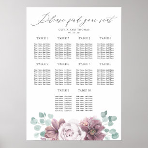Mauve Flowers en Eucalyptus Wedding Zitting Grafie Poster