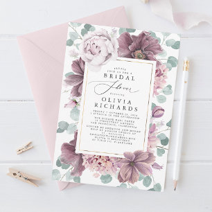 Mauve Flowers en Greenery Elegant Vrijgezellenfees Kaart