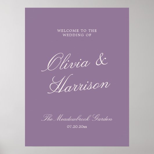 Mauve Garden Calligraphy Wedding Welcome Poster (Devant)