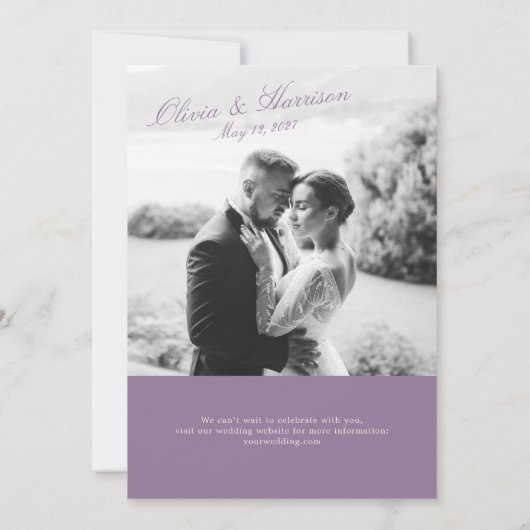 Mauve Garden Photo Wedding Invitation (Dos)