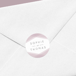 Mauve gelaagde geometrische bruiloft ronde sticker