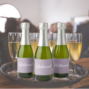 Mauve gestileerde script bruiloft bruidsmeisje sparkling wijnetiket
