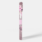 Mauve Glitter Floral Cherry Blossom Monogram Case-Mate iPhone Case (Achterkant / Rechts)