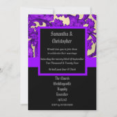 Mauve Gothic damask wedding photo invitation (Devant)
