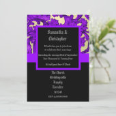 Mauve Gothic damask wedding photo invitation (Debout devant)