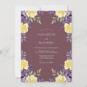 Mauve Gouden Sluiers Bruiloft Kaart