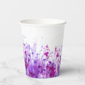 Mauve gras met waterverf-kunst trouwbekers papieren bekers (Achterkant)