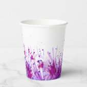 Mauve gras met waterverf-kunst trouwbekers papieren bekers (Rechts)