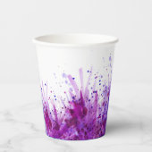 Mauve gras met waterverf-kunst trouwbekers papieren bekers (Voorkant)