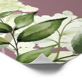Mauve Greenery Floral Mariage Affiche de bienvenue (Coin)