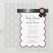 Mauve & Grey Damask Baby Shower Invitations (Devant / Derrière)