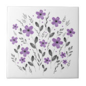 Mauve Grey Five Petal Waterverf Floral Motif Tegeltje (Voorkant)