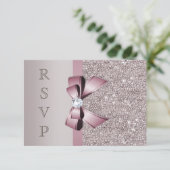 Mauve Grey Sequins Diamonds Bow RSVP (Staand voorkant)