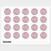 Mauve handgeschreven script bedankt ronde sticker (Vel)