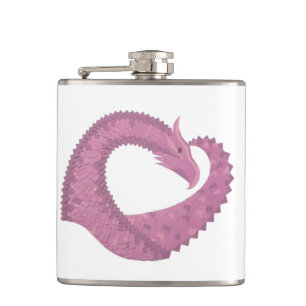 Mauve hartdraak op wit heupfles