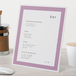  Mauve lilac minimalist wedding Bar Pedestal Sign Reclamebord Met Voetstuk