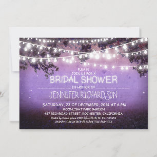 mauve lumières de nuit invitation nuptiale douche