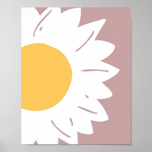 Mauve Madeliefje – Minimalistische Bloemige Wandku Poster