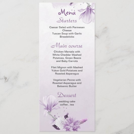 mauve mauve violet menu mariage botanique (Devant)