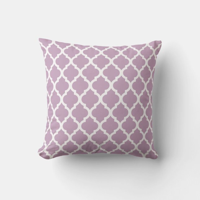 Mauve Mist Moroccan Tile Trellis Kussen (Voorkant)