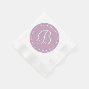 Mauve Mist/Witte Stip Monogram Servet