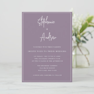 Mauve Modern Simple Wedding Invitation Kaart