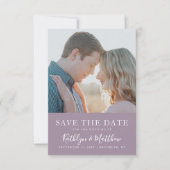 Mauve Modern Typography Simple Photo Wedding Save The Date (Voorkant)