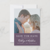 Mauve Modern Typography Simple Photo Wedding Save The Date (Voorkant)