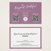 Mauve Moderne QR van het Manuscript dank u kaart (Voorkant /achterkant)