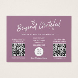 Mauve Moderne QR van het Manuscript dank u kaart