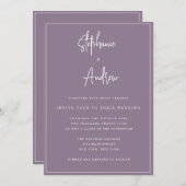 Mauve Moderne Simple Faire-part de mariage (Devant / Derrière)