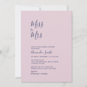 Mauve & Navy Eenvoudige Minimale Bruidsdouche Kaart
