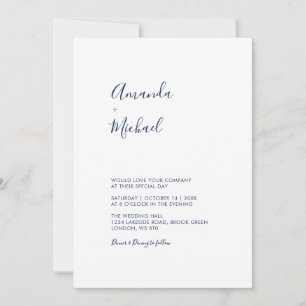 Mauve & Navy Invitation de mariage simple et min