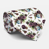 Mauve & Olive Waterverf Floral Stropdas (Opgerold)