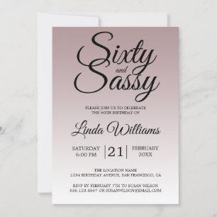 Mauve Ombre 60 en Sassy 60th Birthday Invitation Kaart