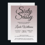 Mauve Ombre 60 et Sassy 60th Birthday Invitation<br><div class="desc">Célébrez 60 ans de style avec ce design moderne de 60e anniversaire sur un arrière - plan deauville mauve ombre, une invitation chic 60e anniversaire que vous pouvez simplement personnaliser et envoyer pour votre fête de soixantième anniversaire. Les mots soixante et sassy sont définis à l'aide de la calligraphie script...</div>