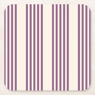 Mauve paars en beige vijf strepen patroon vierkante kartonnen onderzetter