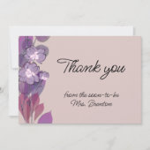 Mauve paarse blush florale waterverf bedankkaart (Voorkant)